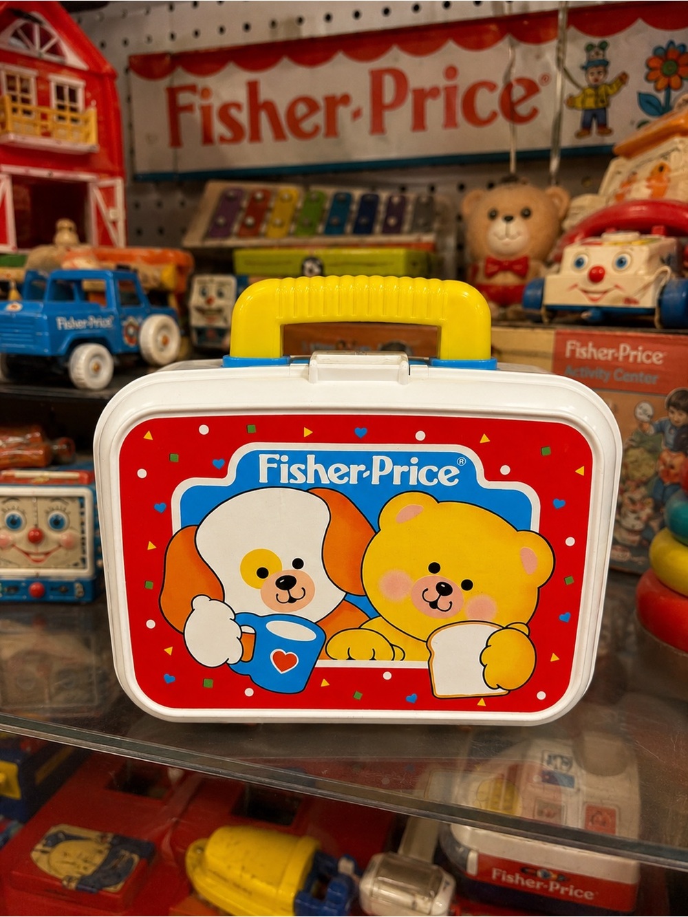 Vintage Fisher-Price Lunch Box Shape Sorter Playset Complete